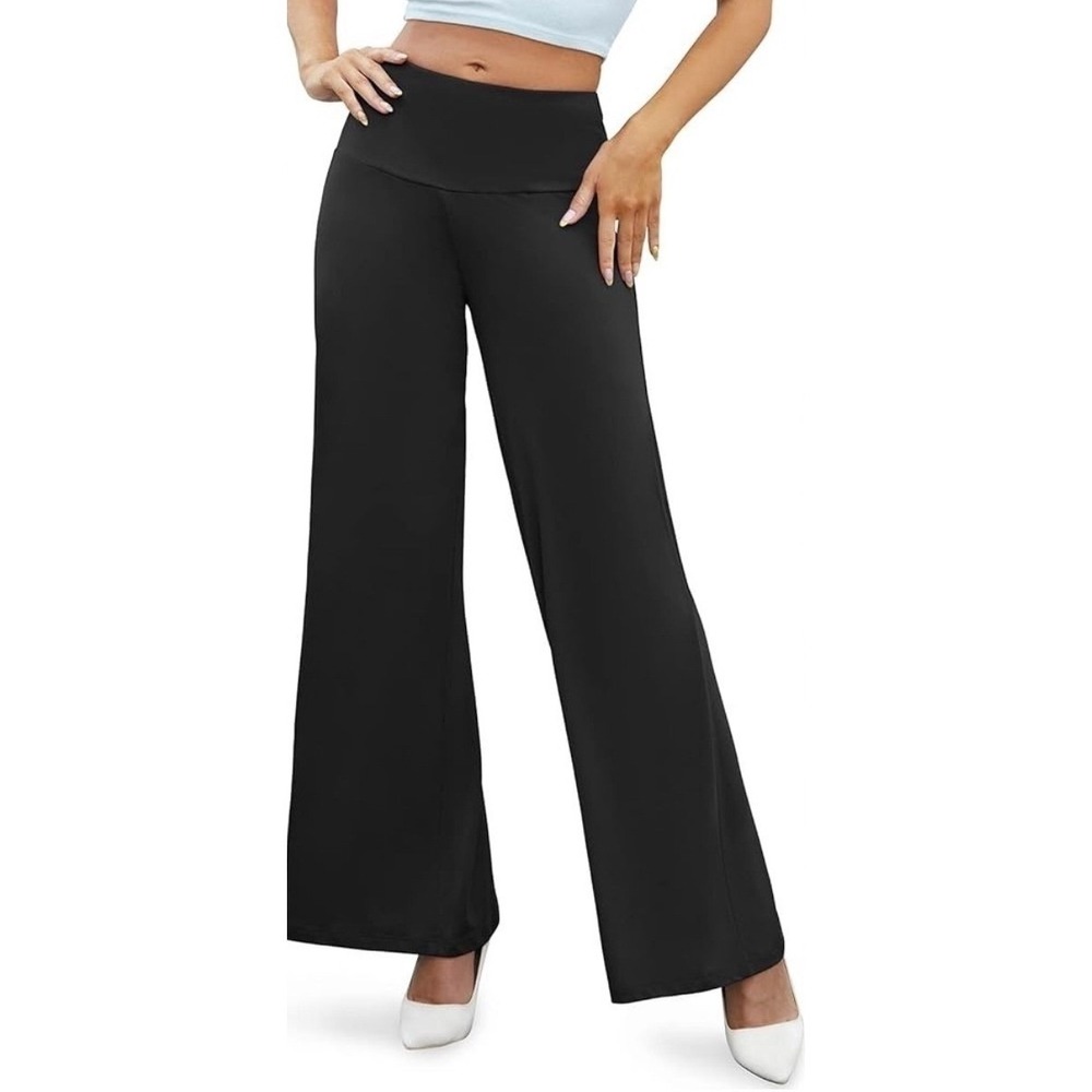 Arolina GREY Wide Leg High Waisted Palazzo Pants Womens Medium Comfy Stretch NWT